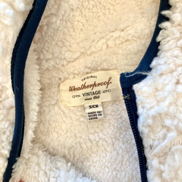 Original Weatherproof Vintage White Teddy Sherpa Fuzzy Zip Up Vest - Picture 6 of 8